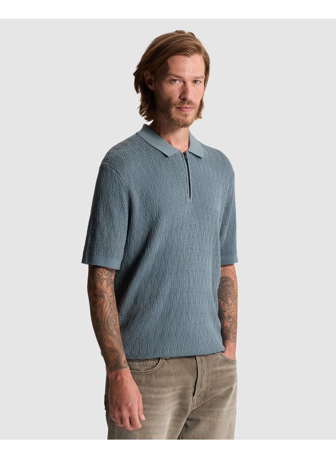 CPSS2608850 5146 Cast Iron Short sleeve polo regular fit cotton modal Blue Mirage