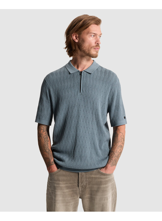 CPSS2608850 5146 Cast Iron Short sleeve polo regular fit cotton modal Blue Mirage