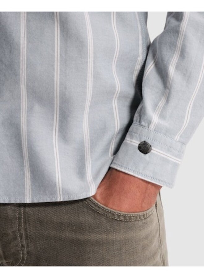 CSI2608202 5146 Cast Iron Long sleeve shirt Oxford Stripe Blue Mirage