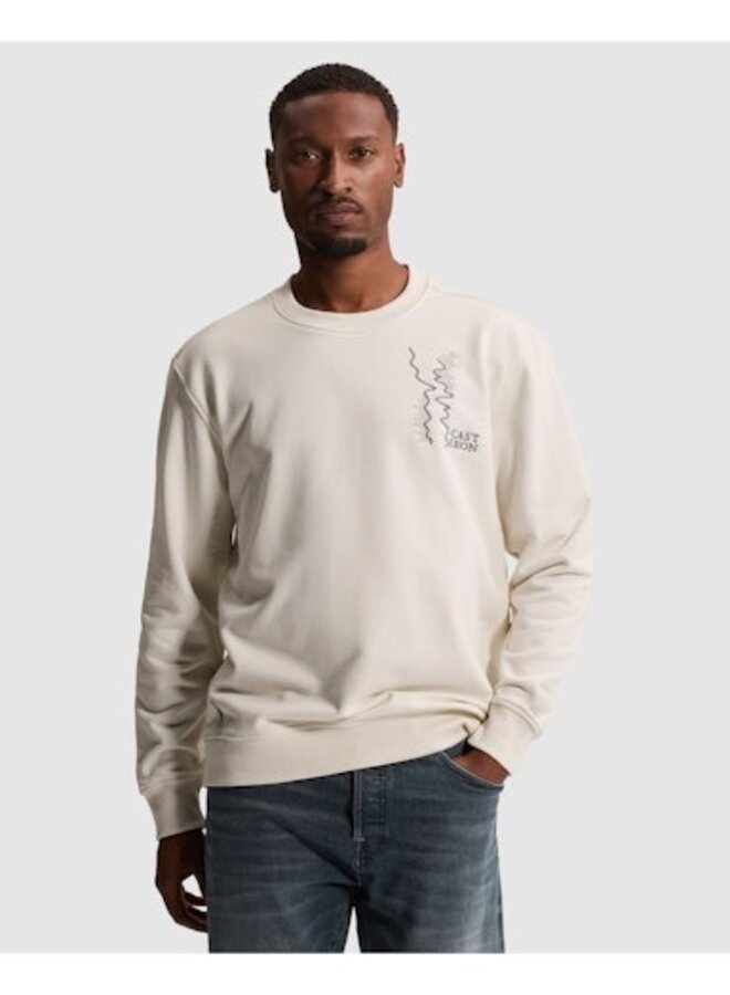 CSW2608445 7555 Cast Iron Crewneck relaxed fit graphic White Down