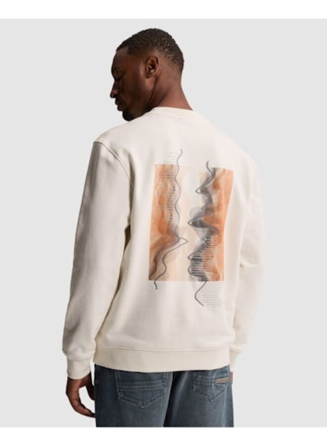 CSW2608445 7555 Cast Iron Crewneck relaxed fit graphic White Down