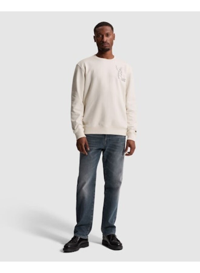 CSW2608445 7555 Cast Iron Crewneck relaxed fit graphic White Down