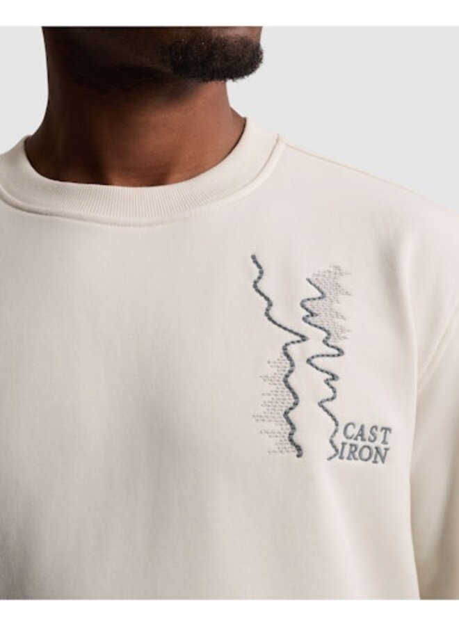 CSW2608445 7555 Cast Iron Crewneck relaxed fit graphic White Down