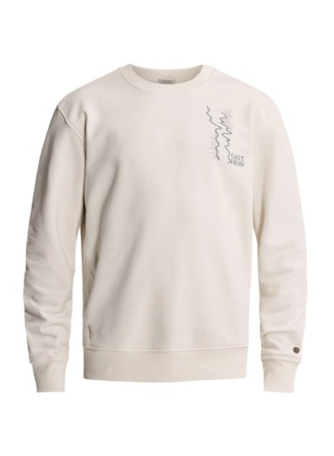 CSW2608445 7555 Cast Iron Crewneck relaxed fit graphic White Down