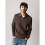 511110 591 MosMosh MMGAbel Zip Polo Sweat Chocolate Brown Melange