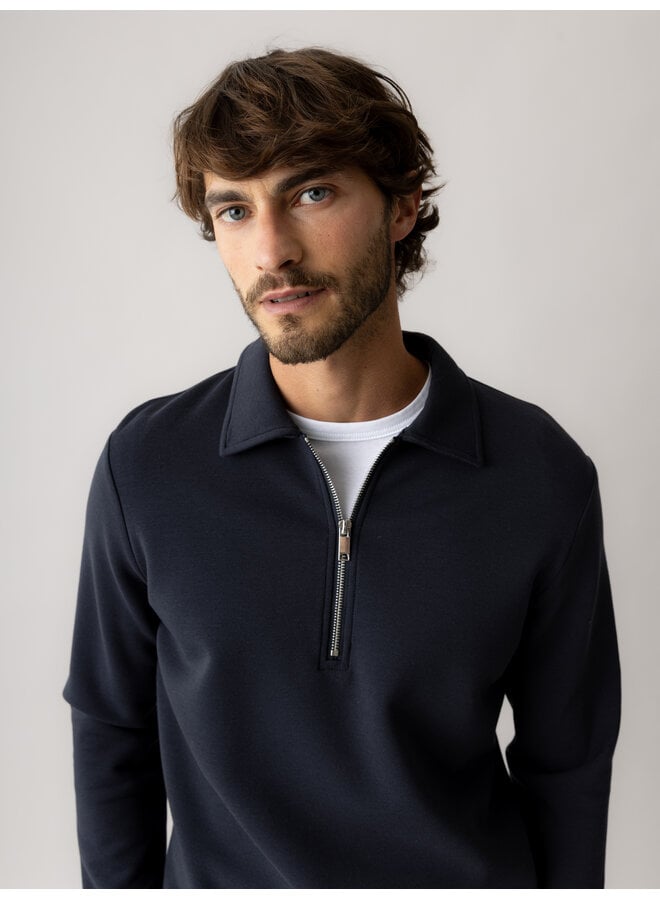 511110 468 Mos Mosh Gallery MMG Abel Zip Polo Sweat Salute Navy
