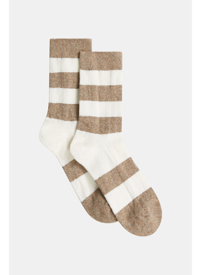 W26C422 60-5 Penn & Ink Socks brown ecru