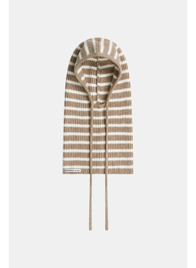 W26C418 60-5 Penn en Ink Balaclava stripe brown ecru