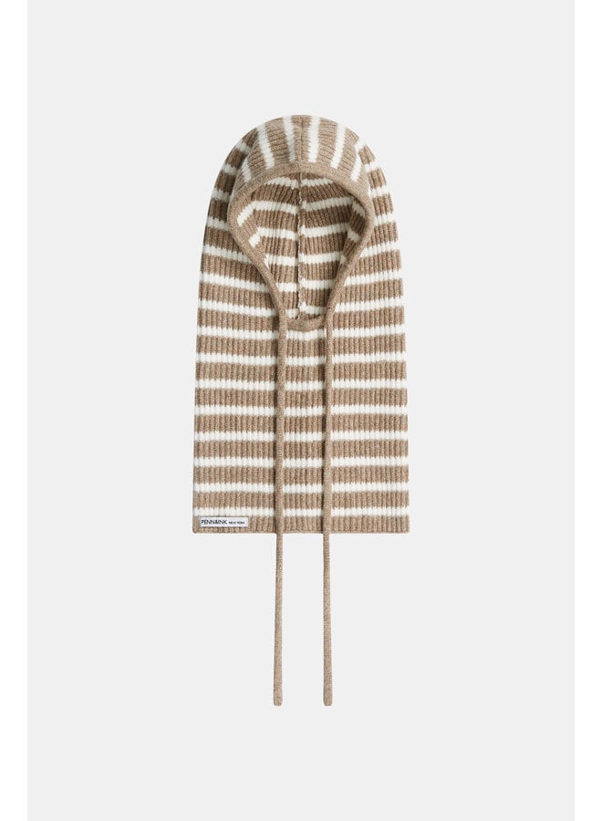 W26C418 60-5 Penn & Ink Balaclava stripe brown ecru