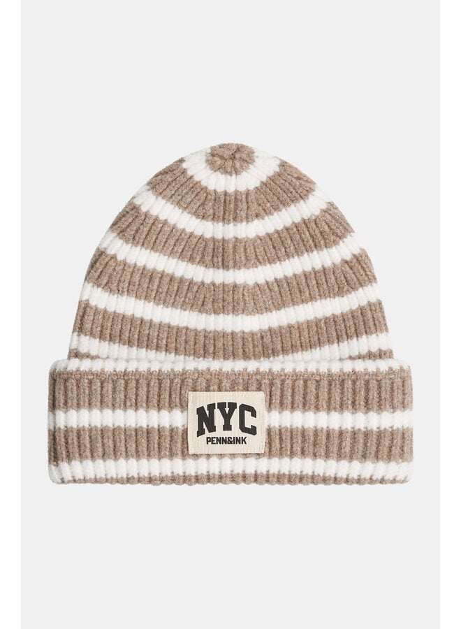 W26C417 60-5 Penn en Ink Hat stripe brown ecru