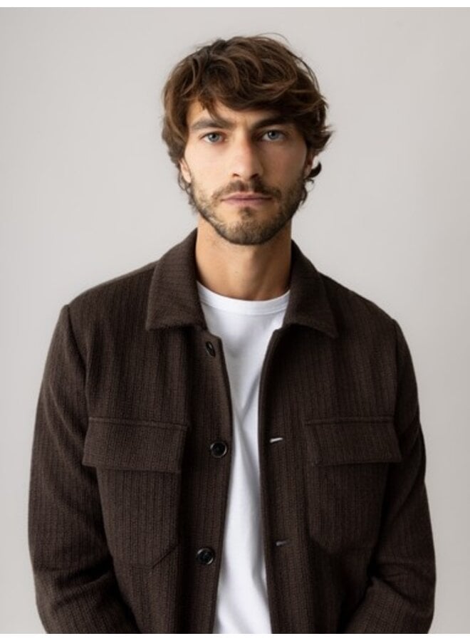 509020 285 MosMosh MMGAustin Knit Overshirt Black Coffee