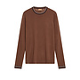 511830 289 MosMosh MMGAdam Contrast Crew Neck Knit Cocoa Brown