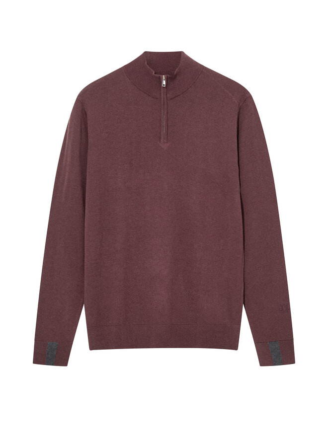 503342 283 Mos Mosh Gallery MMG Adam Soft Zip Turtle Neck Knit Huckleberry