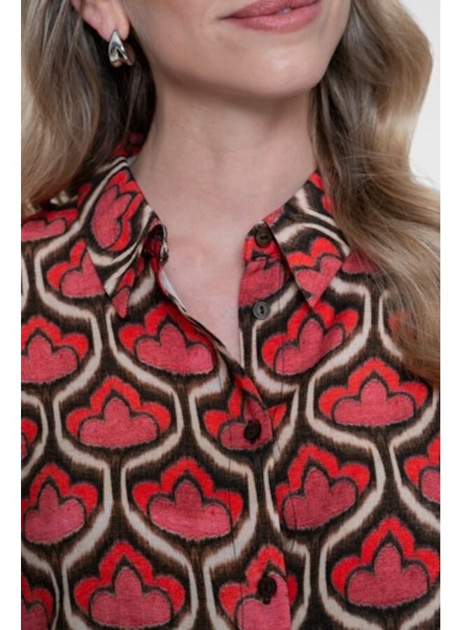 63641-20 450 Geisha blouse red/brown