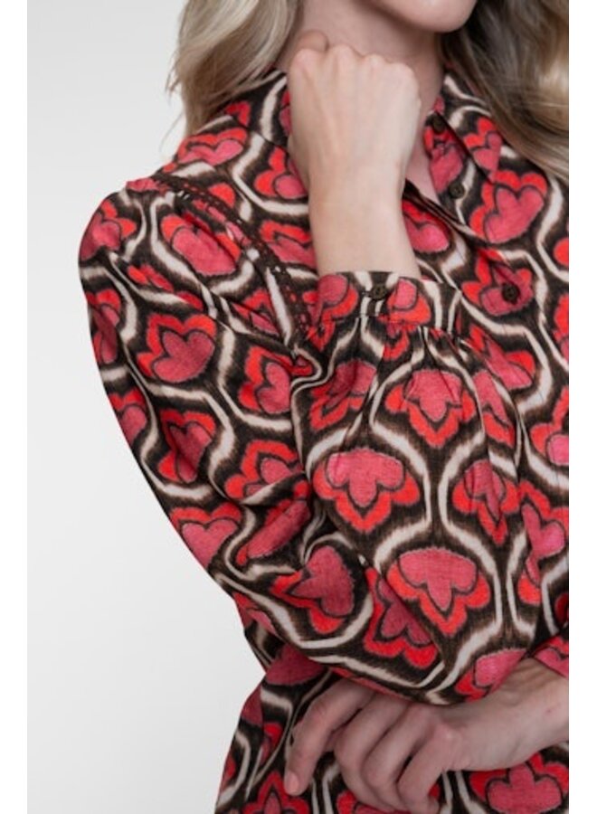 63641-20 450 Geisha blouse red/brown