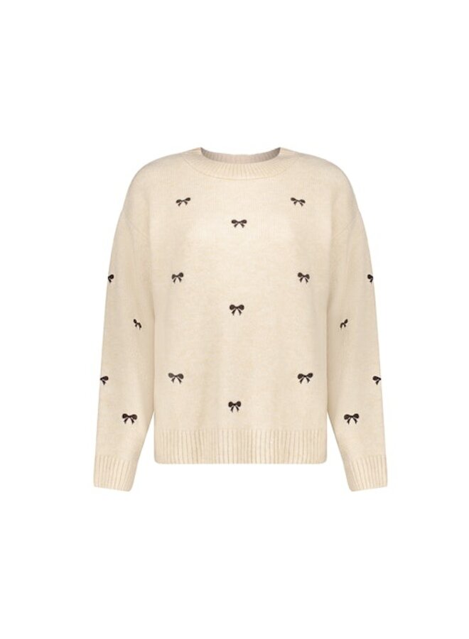 64538-23 720 Geisha Pullover embro bowtie sand/dark brown