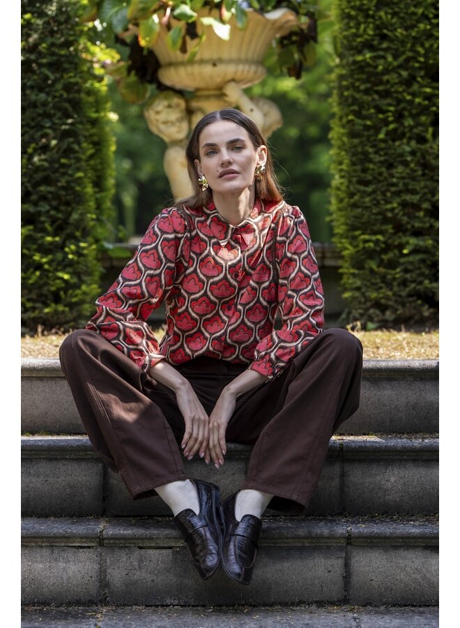 63641-20 450 Geisha blouse red/brown