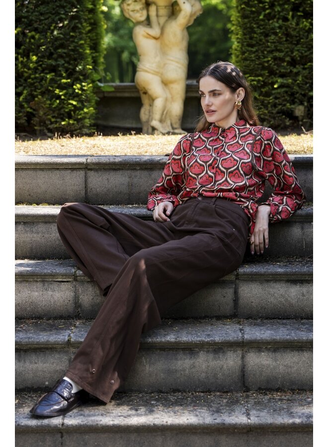 63641-20 450 Geisha blouse red/brown