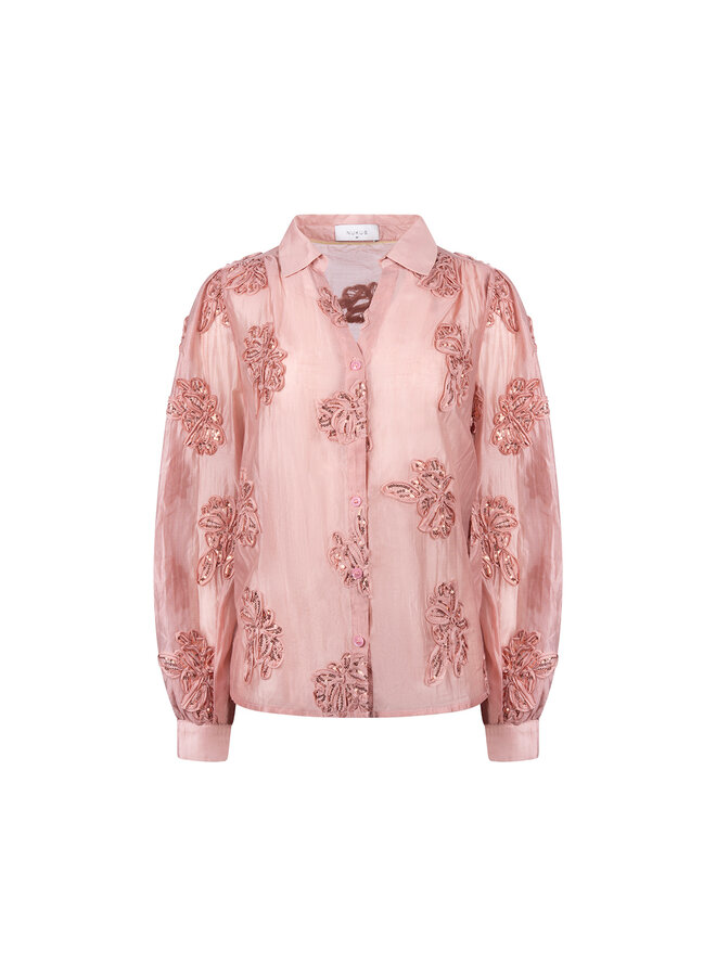 NKF02156 336 Nukus Antonella Blouse Paillet Flower Rose