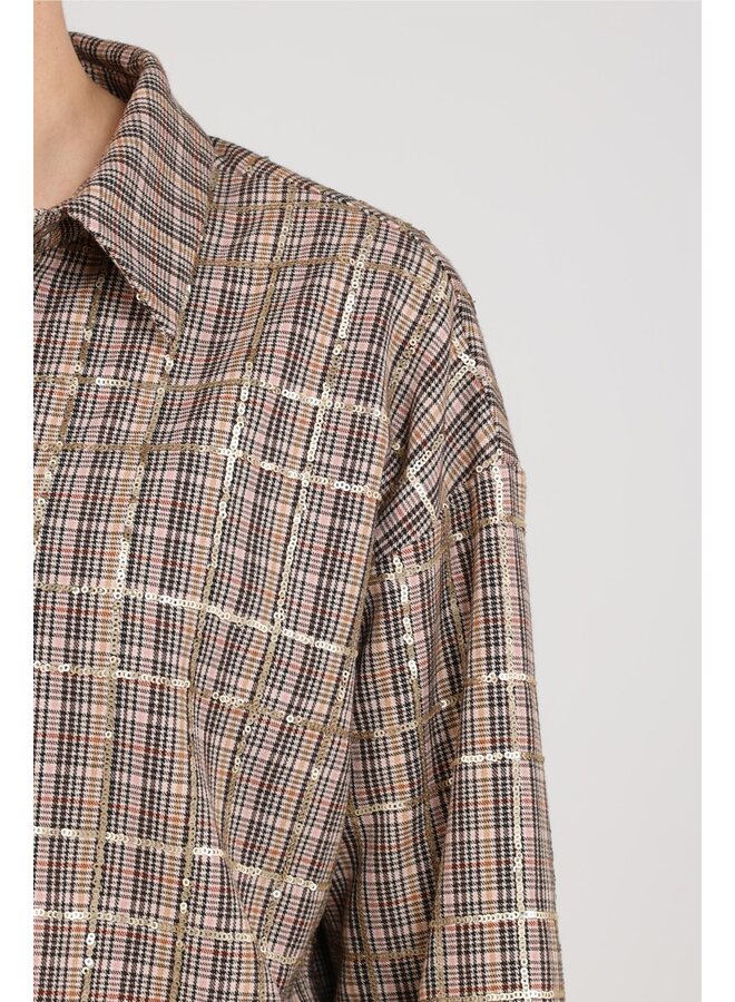 NKF02146 387 Nukus Bailey Blouse Check Sand/Rose