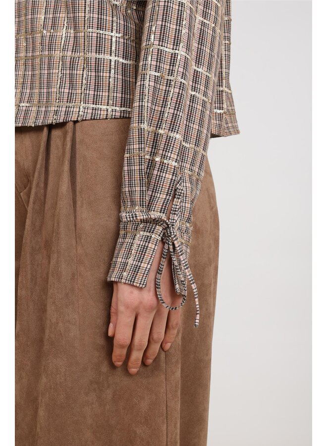 NKF02146 387 Nukus Bailey Blouse Check Sand/Rose