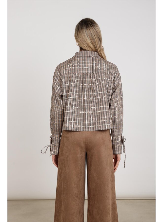 NKF02146 387 Nukus Bailey Blouse Check Sand/Rose