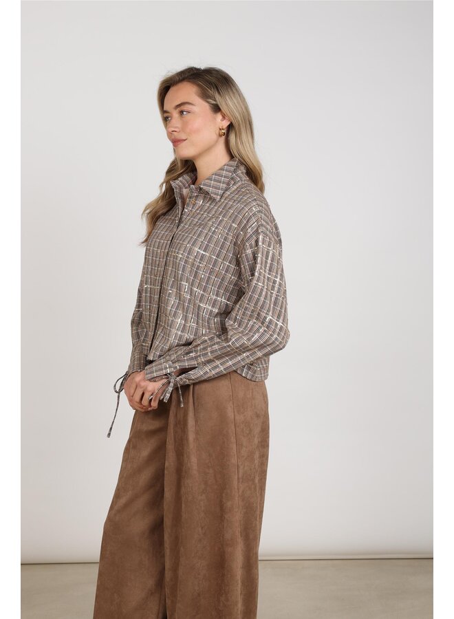 NKF02146 387 Nukus Bailey Blouse Check Sand/Rose