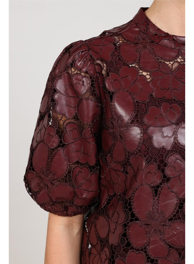 NKF01066 333 Nukus Nicole Top Flower PU Cherry