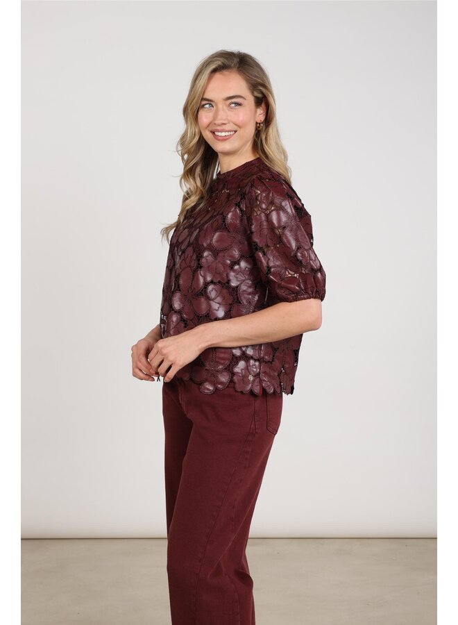 NKF01066 333 Nukus Nicole Top Flower PU Cherry