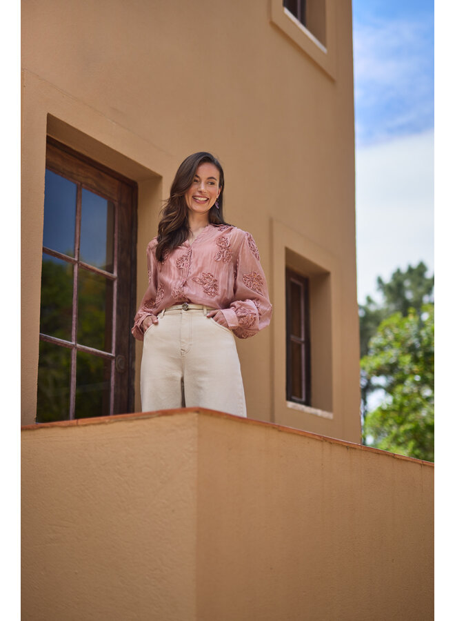 NKF02156 336 Nukus Antonella Blouse Paillet Flower Rose