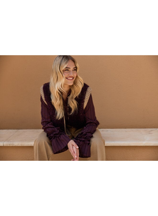 NKF08031 396 Nukus Lana Gilet Cherry/Taupe