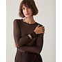 3s5394-30180 754 Summum Round Neck Top Long Sleeve Mesh Solid Dark chocolate