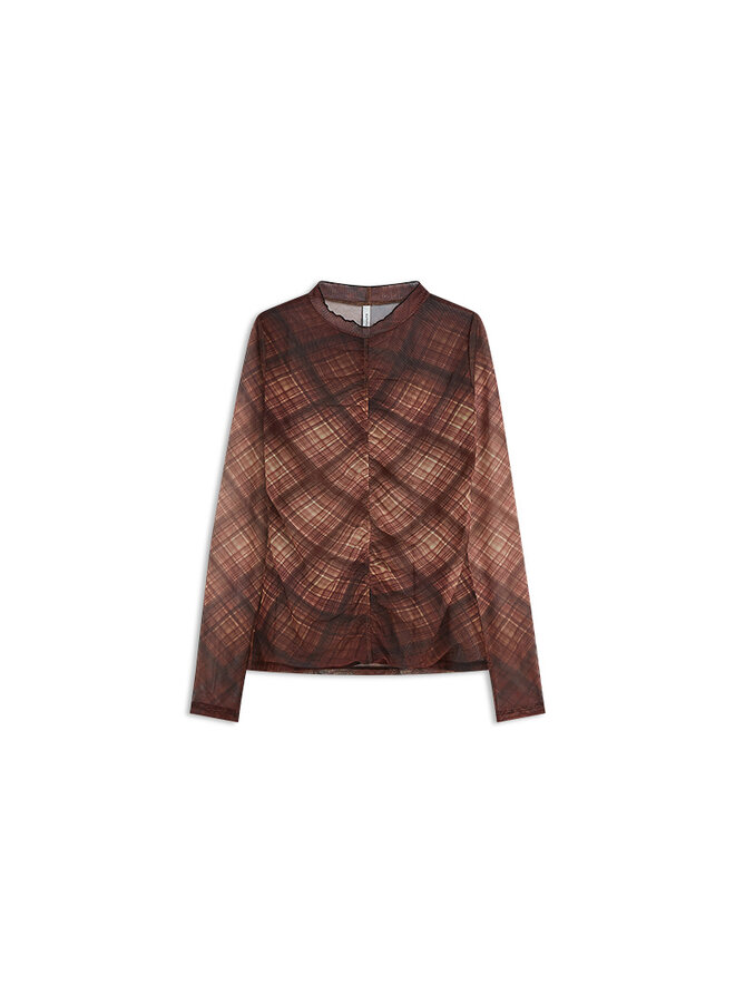 3s5328-30802 754 Summum Diagonal check on mesh top Dark chocolate