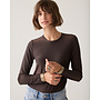 3s5170-30644 754 Summum Basic tee Soft lurex jersey Dark chocolate