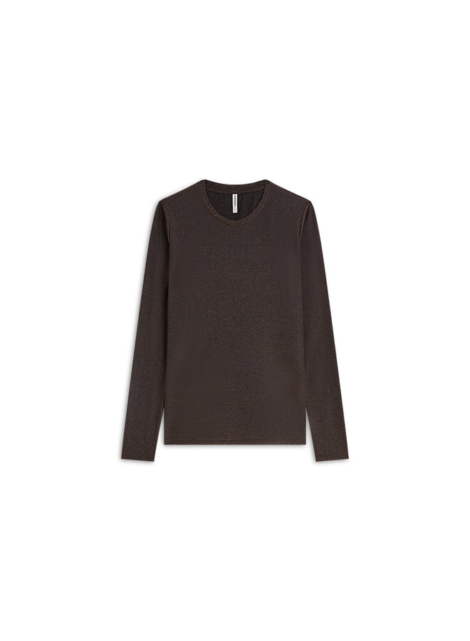 3s5170-30644 754 Summum Basic tee Soft lurex jersey Dark chocolate