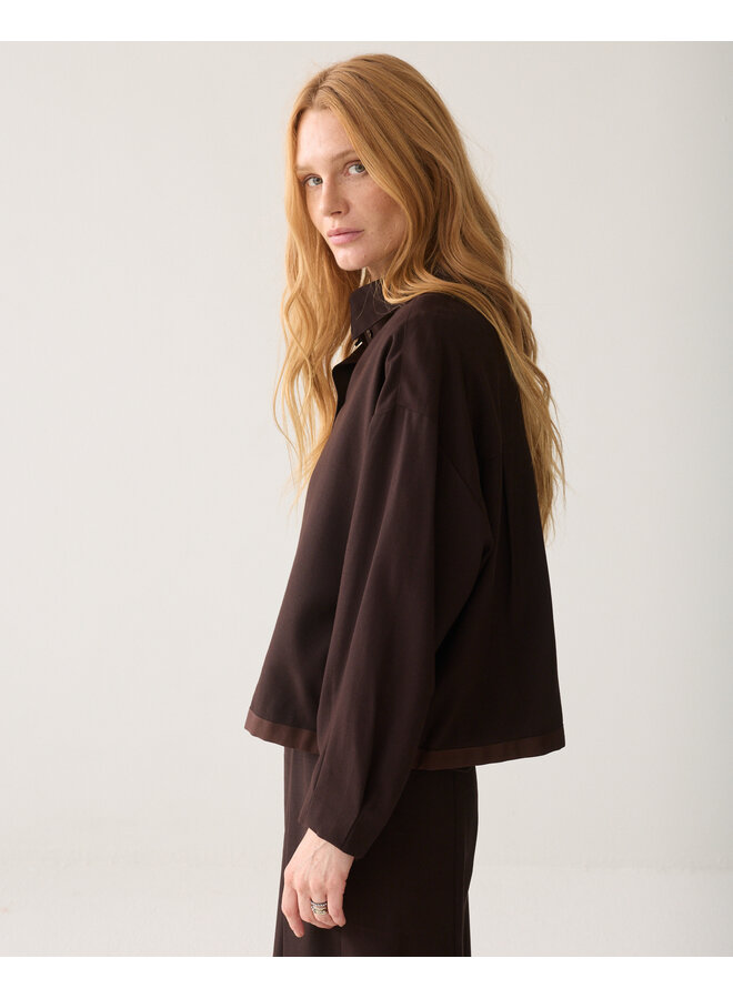 2s3543-12483 754 Summum Blouse Viscose twill Dark chocolate