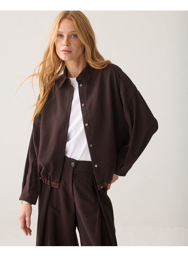 2s3543-12483 754 Summum Blouse Viscose twill Dark chocolate
