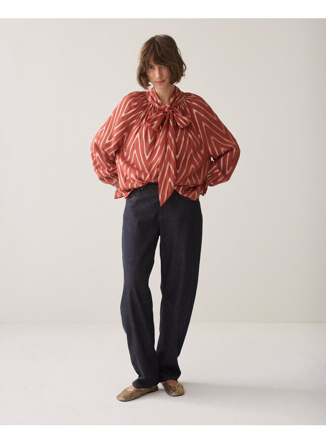 2s3533-12527 508 Summum Top Viscose georgette metallic Goji berry