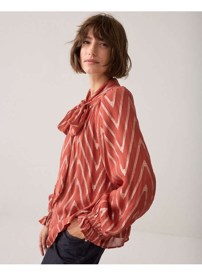 2s3533-12527 508 Summum Top Viscose georgette metallic Goji berry