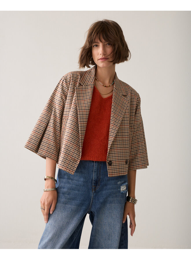 1s1331-12496 120 Summum Blazer Check goji berry Multicolour