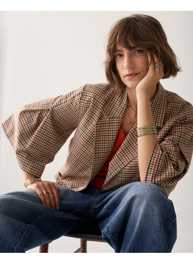 1s1331-12496 120 Summum Blazer Check goji berry Multicolour
