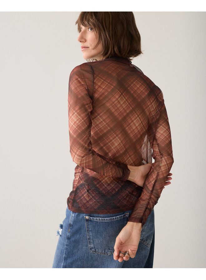 3s5328-30802 754 Summum Diagonal check on mesh top Dark chocolate