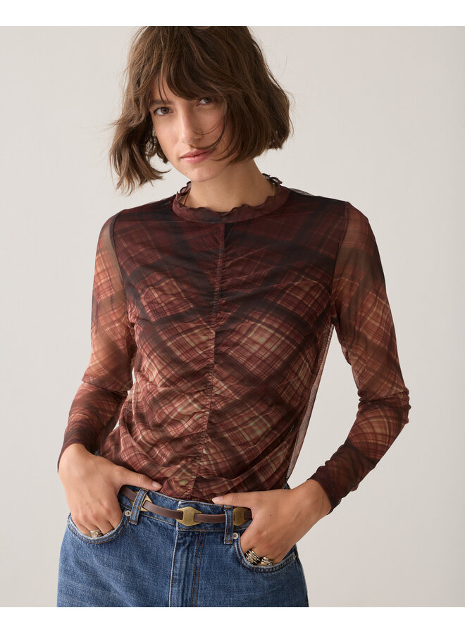 3s5328-30802 754 Summum Diagonal check on mesh top Dark chocolate