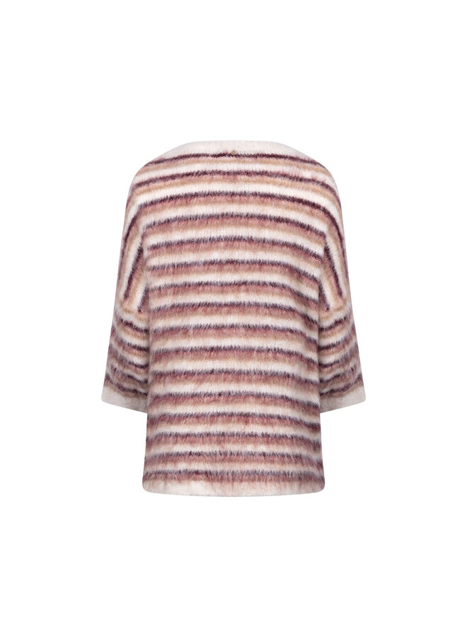 NKF03075 402 Nukus Lucia Pullover Stripe Offwhite/Rose