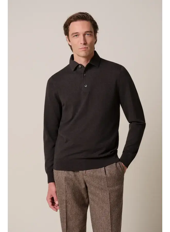 PPXJ30003E Profuomo polo one piece long sleeve dark brown