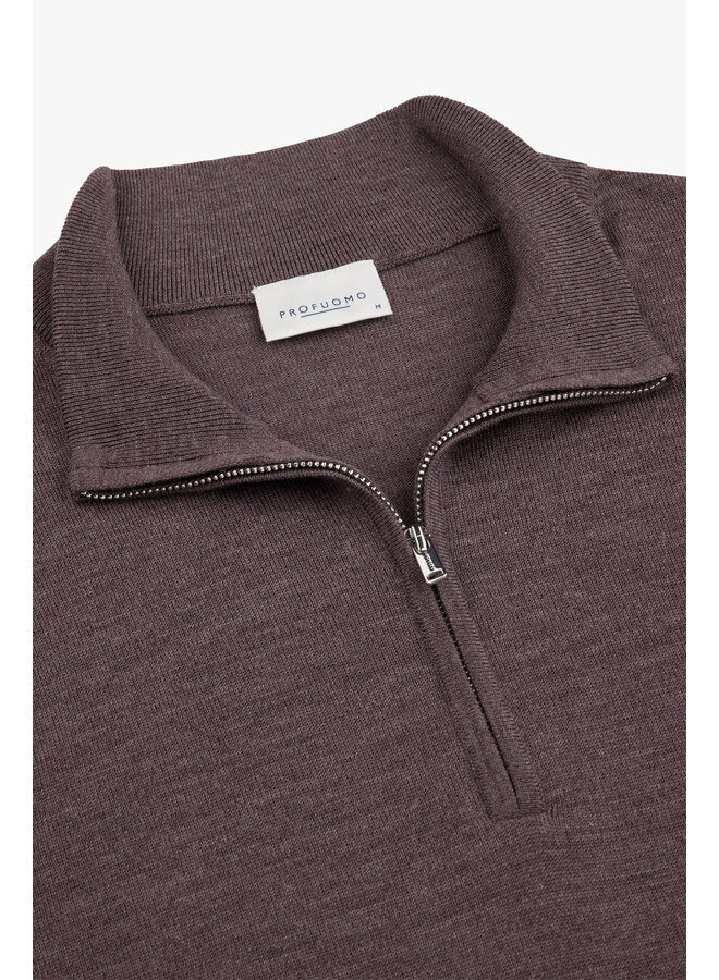 PPXJ30025F Profuomo pullover half zip aubergine