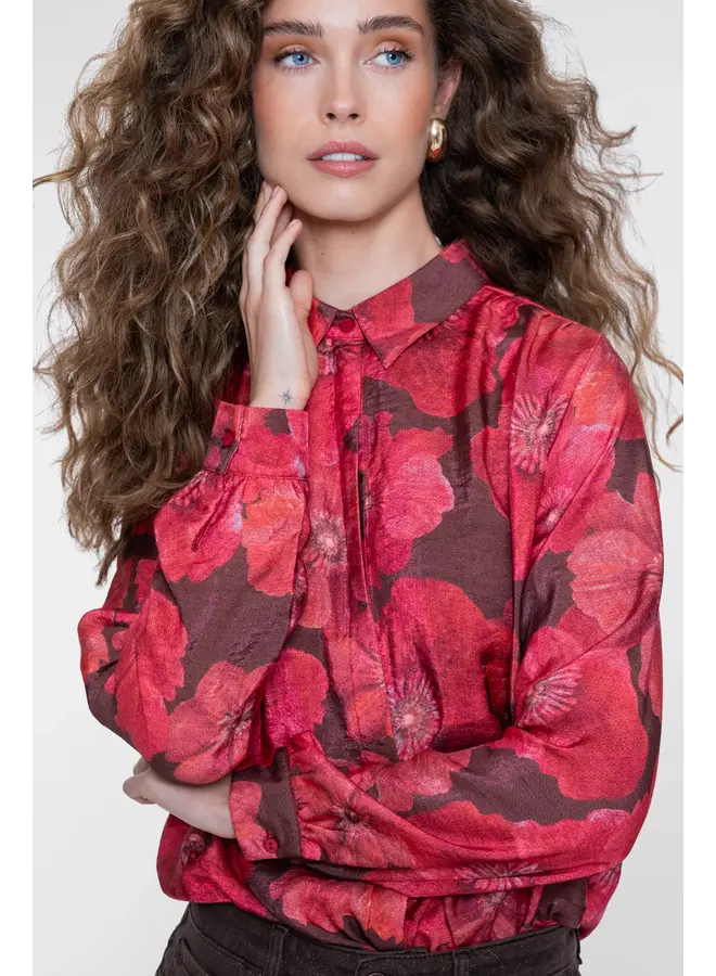 63655-20 775 Geisha blouse brown/red