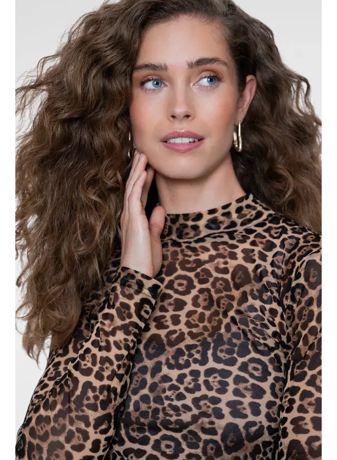 62582-14 720 Geisha Top mesh turtle leopard sand/black