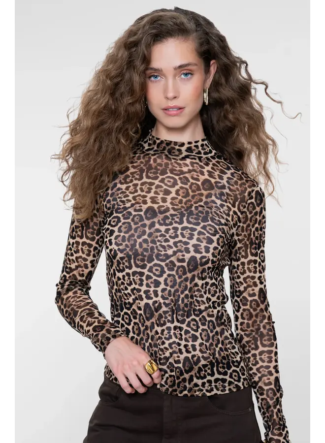 62582-14 720 Geisha Top mesh turtle leopard sand/black