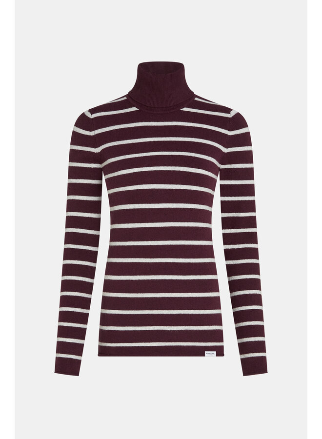 W26B435 351-83m Penn & Ink Jumper stripe aubergine grey mel.